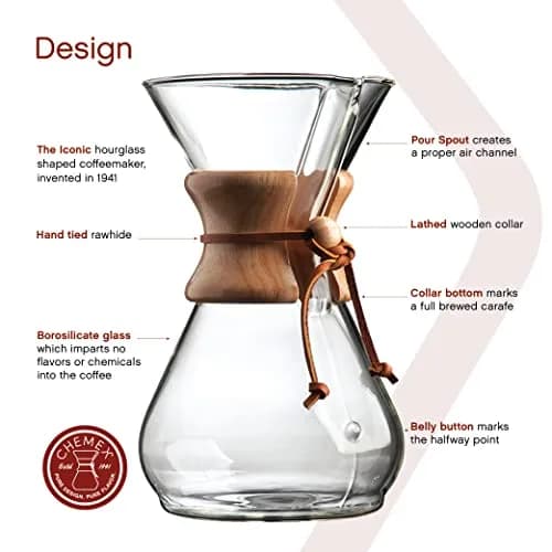 Chemex Pour-Over Glass Coffeemaker - Classic Series - 8-Cup | Elegant, Timeless Design for Perfect Coffee thumbnail 2