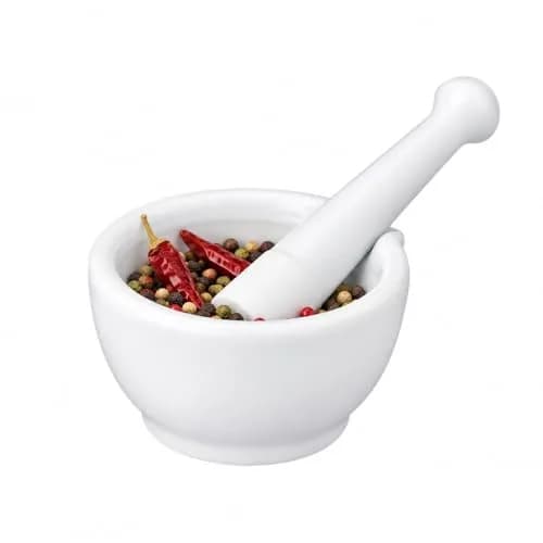 HIC Kitchen Mortar with Pour Spout and Pestle, Fine Porcelain, 4.25-Inch | Effortless spice & herb grinding thumbnail 1