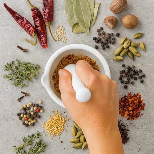 HIC Kitchen Mortar with Pour Spout and Pestle, Fine Porcelain, 4.25-Inch | Effortless spice & herb grinding thumbnail 4
