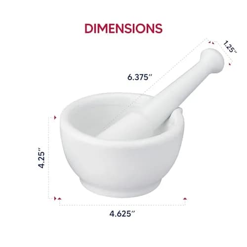 HIC Kitchen Mortar with Pour Spout and Pestle, Fine Porcelain, 4.25-Inch | Effortless spice & herb grinding thumbnail 9