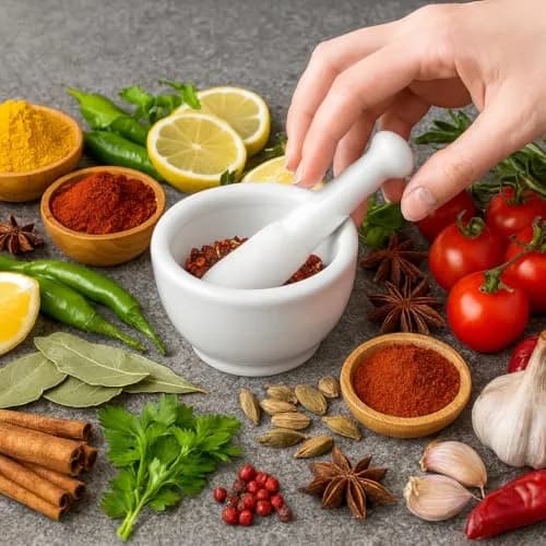 HIC Kitchen Mortar with Pour Spout and Pestle, Fine Porcelain, 4.25-Inch | Effortless spice & herb grinding thumbnail 3
