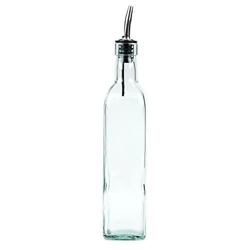 Tablecraft Glass Oil & Vinegar Cruet 8.5oz | Green Tint, Stainless Spout, Italy thumbnail 1