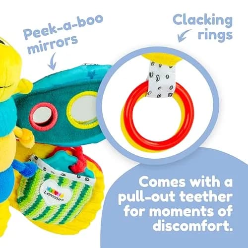 Lamaze Freddie the Firefly Clip-On Stroller Toy | Sensory Crinkle & Teether for Babies 0+ Months thumbnail 4
