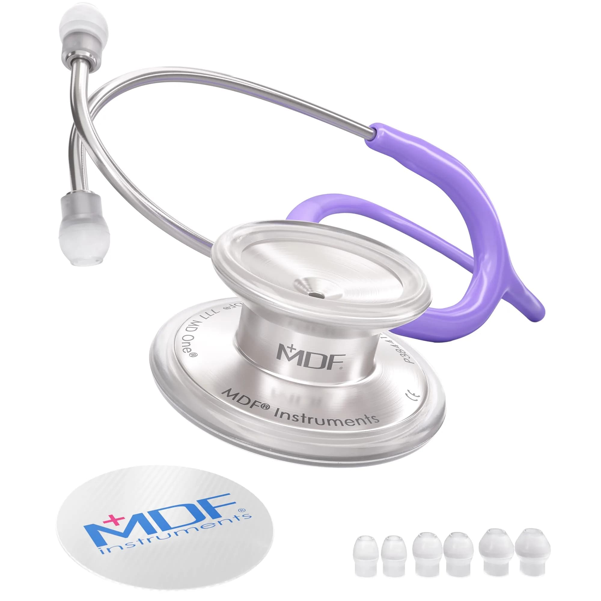 MDF Instruments MD One Stainless Steel Adult Stethoscope | Dual Head, Pastel Purple Tube, Silver Chestpieces