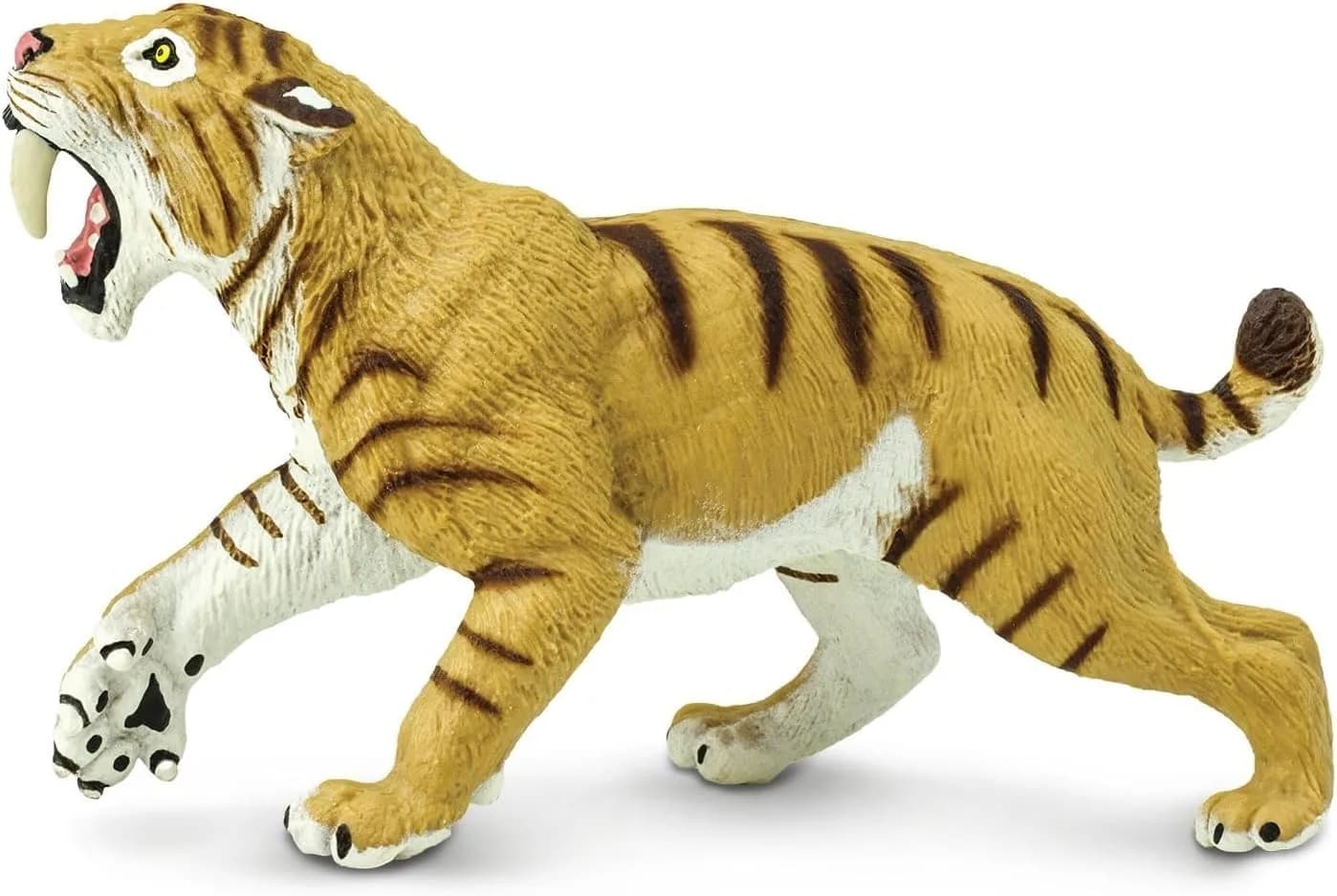 Safari Ltd. Smilodon Figurine - 4" Sabre-Toothed Tiger Educational Toy for Kids 3+ | Realistic Dinosaur Model — Black,yellow