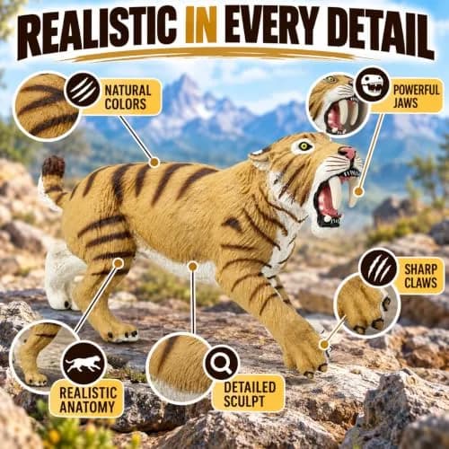 Safari Ltd. Smilodon Figurine - 4" Sabre-Toothed Tiger Educational Toy for Kids 3+ | Realistic Dinosaur Model thumbnail 5