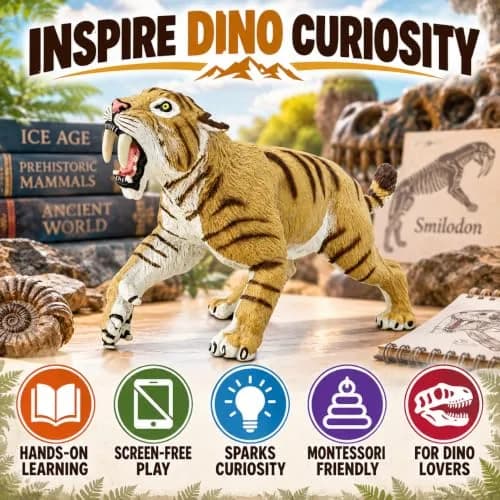 Safari Ltd. Smilodon Figurine - 4" Sabre-Toothed Tiger Educational Toy for Kids 3+ | Realistic Dinosaur Model thumbnail 6