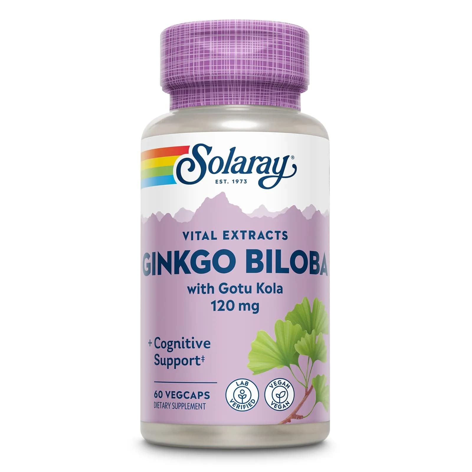 SOLARAY Ginkgo Biloba Extract with Gotu Kola | Brain & Female Libido Support, 60 VegCaps