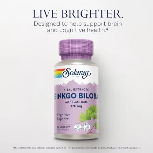 SOLARAY Ginkgo Biloba Extract with Gotu Kola | Brain & Female Libido Support, 60 VegCaps thumbnail 3