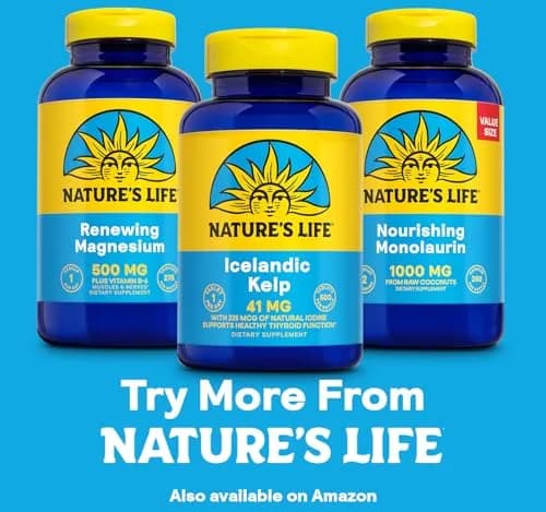 Nature's Life Icelandic Kelp 41 mg | Iodine Tablets for Thyroid Support, 500 Servings (225 mcg Iodine) (70-120c) thumbnail 6