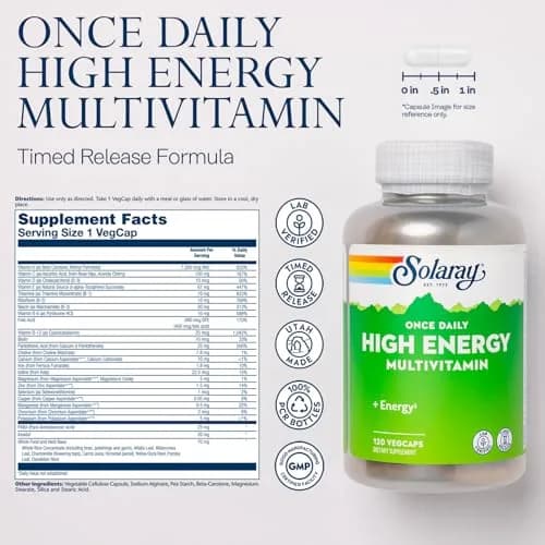 SOLARAY Once Daily High Energy Multivitamin 120 VegCaps | Timed Release for Immunity & Energy thumbnail 2