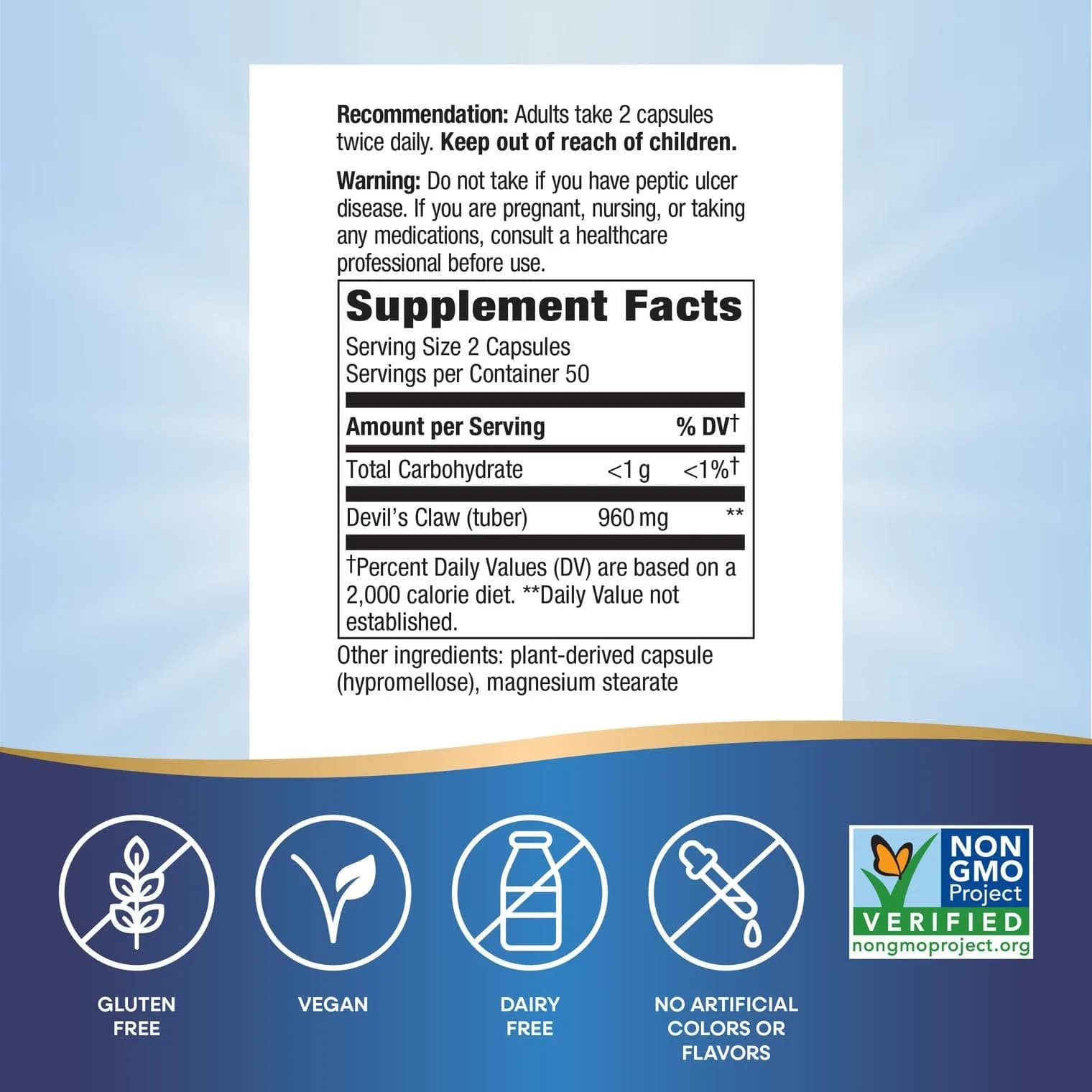 Nature's Way Devil's Claw Root Herbal Supplement 960 mg (100 Vegan Capsules) | Traditional Joint Support - view 5