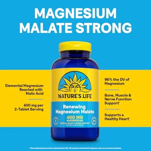 Nature's Life Magnesium Malate 400 mg | Supports Bones, Muscles & Heart (110c) thumbnail 4
