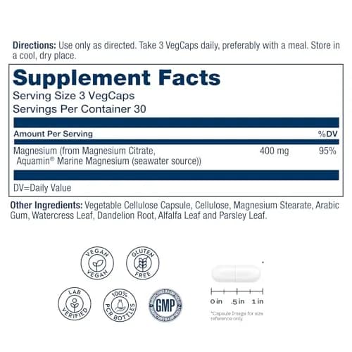 Solaray Magnesium Citrate 400mg | Vegan Mineral Supplement for Bone & Muscle Support thumbnail 2