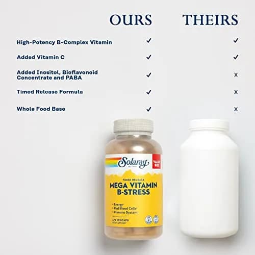 SOLARAY Mega Vitamin B-Stress Time Release, 240 VegCaps | Supports Stress & Energy, Vegan thumbnail 5