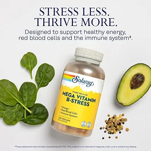 SOLARAY Mega Vitamin B-Stress Time Release, 240 VegCaps | Supports Stress & Energy, Vegan thumbnail 3