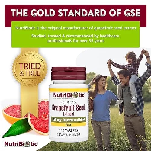 NutriBiotic Grapefruit Seed Extract Tablets 125mg | Vegan, Gluten Free, Non-GMO | 100 Count | Premium Grade GSE with Bioflavonoids thumbnail 2