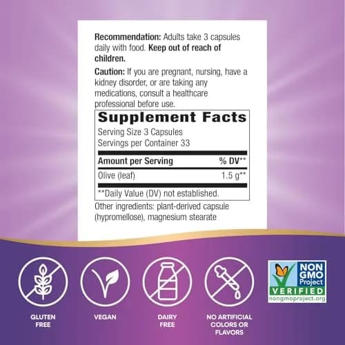 Nature's Way Olive Leaf Herbal Capsules 1500mg | Supports Antioxidant Activity, Vegan, Gluten-Free thumbnail 5