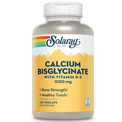 SOLARAY Calcium Bisglycinate Supplement 1000mg 120 Veg Caps | Bone & Teeth Support, Enhanced Absorption thumbnail 1