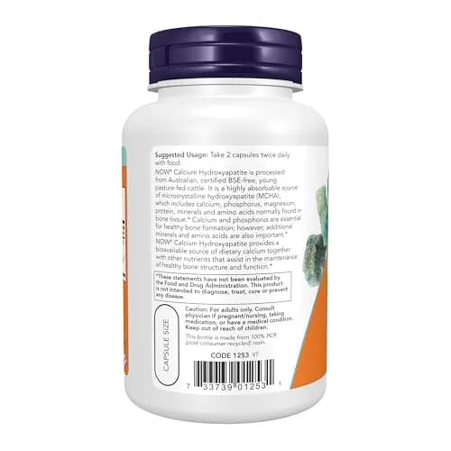 NOW Foods Calcium Hydroxyapatite Caps 120 Count (4.2 oz) | Supports Bone Health thumbnail 3