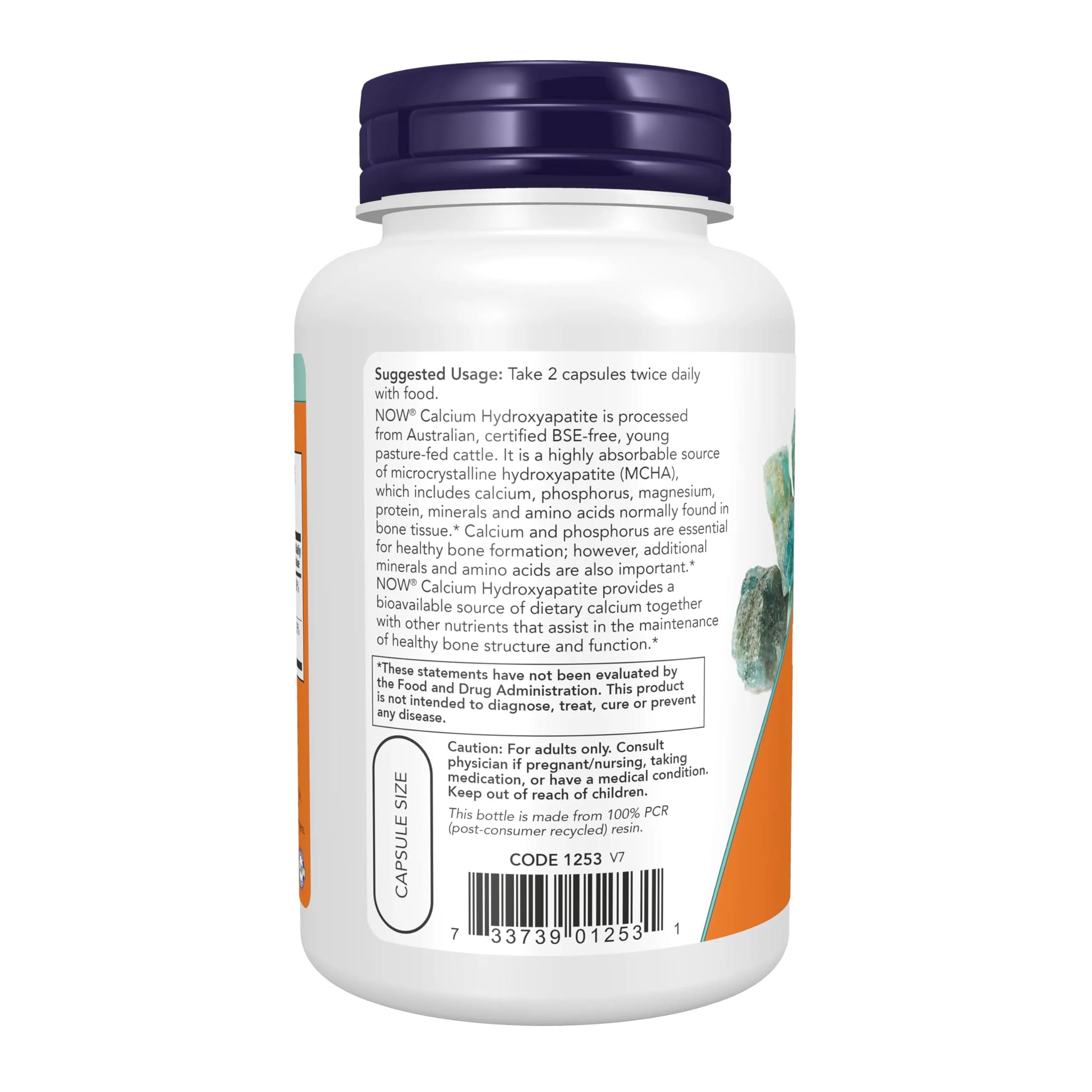 NOW Foods Calcium Hydroxyapatite Caps 120 Count (4.2 oz) | Supports Bone Health - view 3