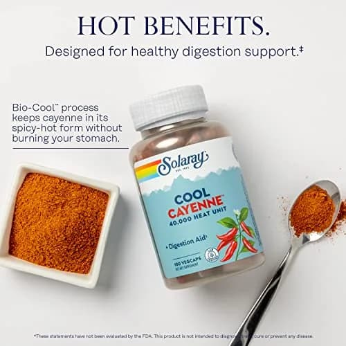 SOLARAY Cool Cayenne Pepper 40,000 HU | Digestion & Circulation Support, Lab Verified, 180 VegCaps thumbnail 3
