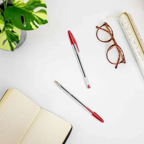 BIC Cristal Original Ballpoint Pens Medium Point 1.0 mm Red, Box of 50 | Smooth Smudge-Free Writing thumbnail 2