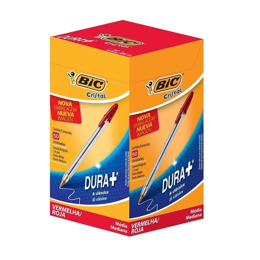 BIC Cristal Original Ballpoint Pens Medium Point 1.0 mm Red, Box of 50 | Smooth Smudge-Free Writing - main product image