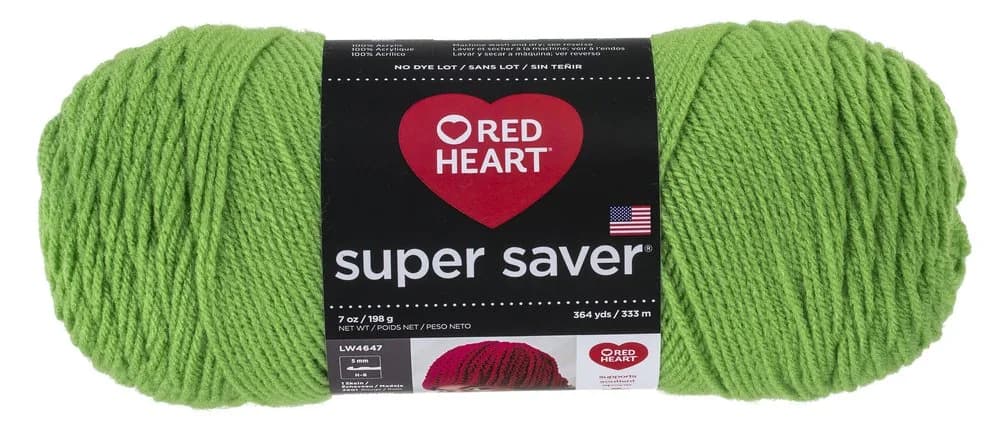 Red Heart Super Saver Yarn, Spring Green | 1092 m (1200 yd) | 100% Acrylic, Worsted Weight - main product image