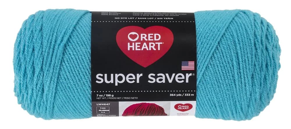 Red Heart Super Saver Yarn, Turqua, 364 yards (1092 ft) | 100% Acrylic Medium Worsted - main product image
