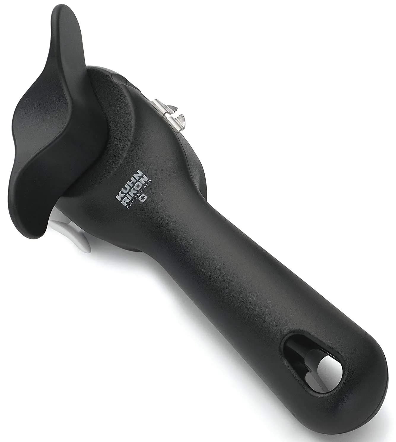 Kuhn Rikon Auto Safety LidLifter Can Opener with Ring-Pull Tool, 7.25 x 3.5 x 2 inches | Swiss Engineered for Safe, Smooth-Edge Can Opening — Black
