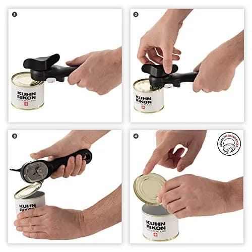Kuhn Rikon Auto Safety LidLifter Can Opener with Ring Pull, Black 20.5 cm (7.25 x 2.5 x 3.5 inches) | Swiss-Engineered Smooth-Edge Cutting thumbnail 2