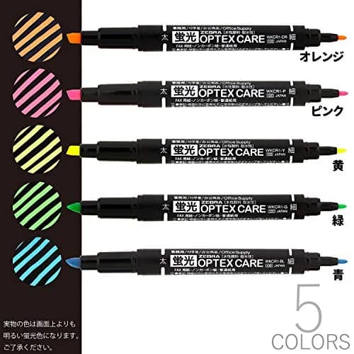 ゼブラ WKCR1-5C Highlighter Set of 5 Colors | Vibrant, Water-Based, Long-Lasting (70-120 chars) thumbnail 3
