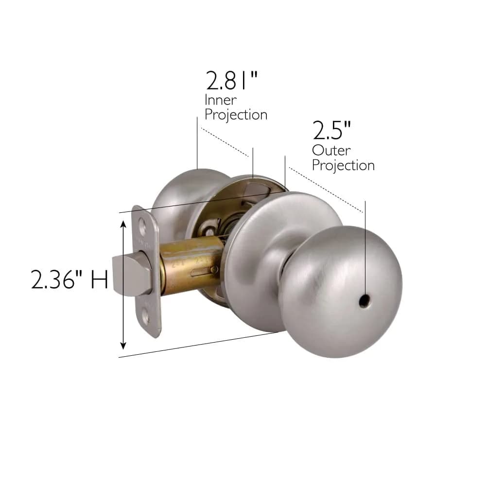 Design House Cambridge Privacy Door Knob, Satin Nickel | ANSI Grade-3 Certified Residential Security - view 2