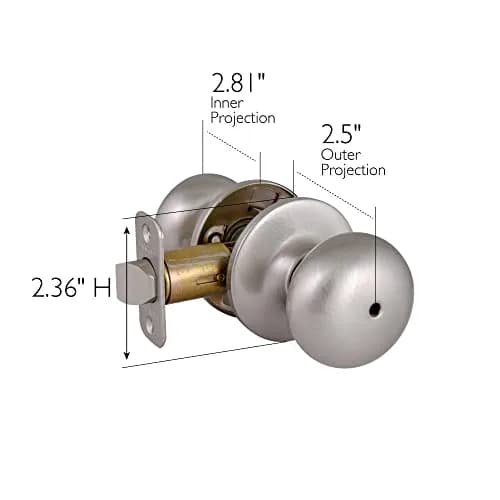 Design House Cambridge Privacy Door Knob, Satin Nickel | ANSI Grade-3 Certified Residential Security thumbnail 2