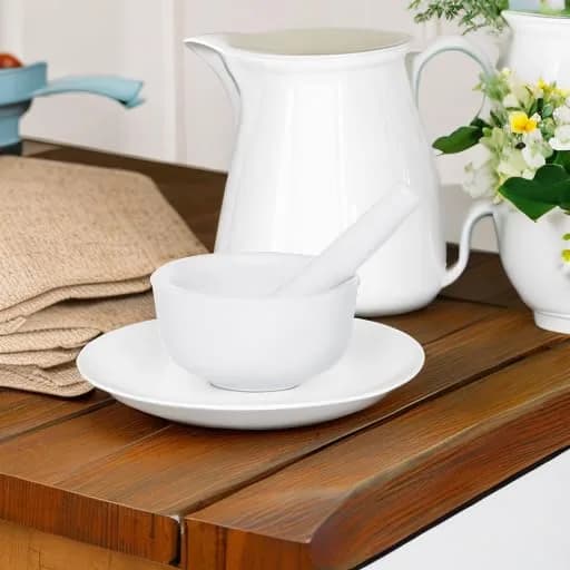 HIC Kitchen Mortar and Pestle Set, 3.5-Inch, Fine Porcelain, Spice Herb Grinder, Pill Crusher thumbnail 5