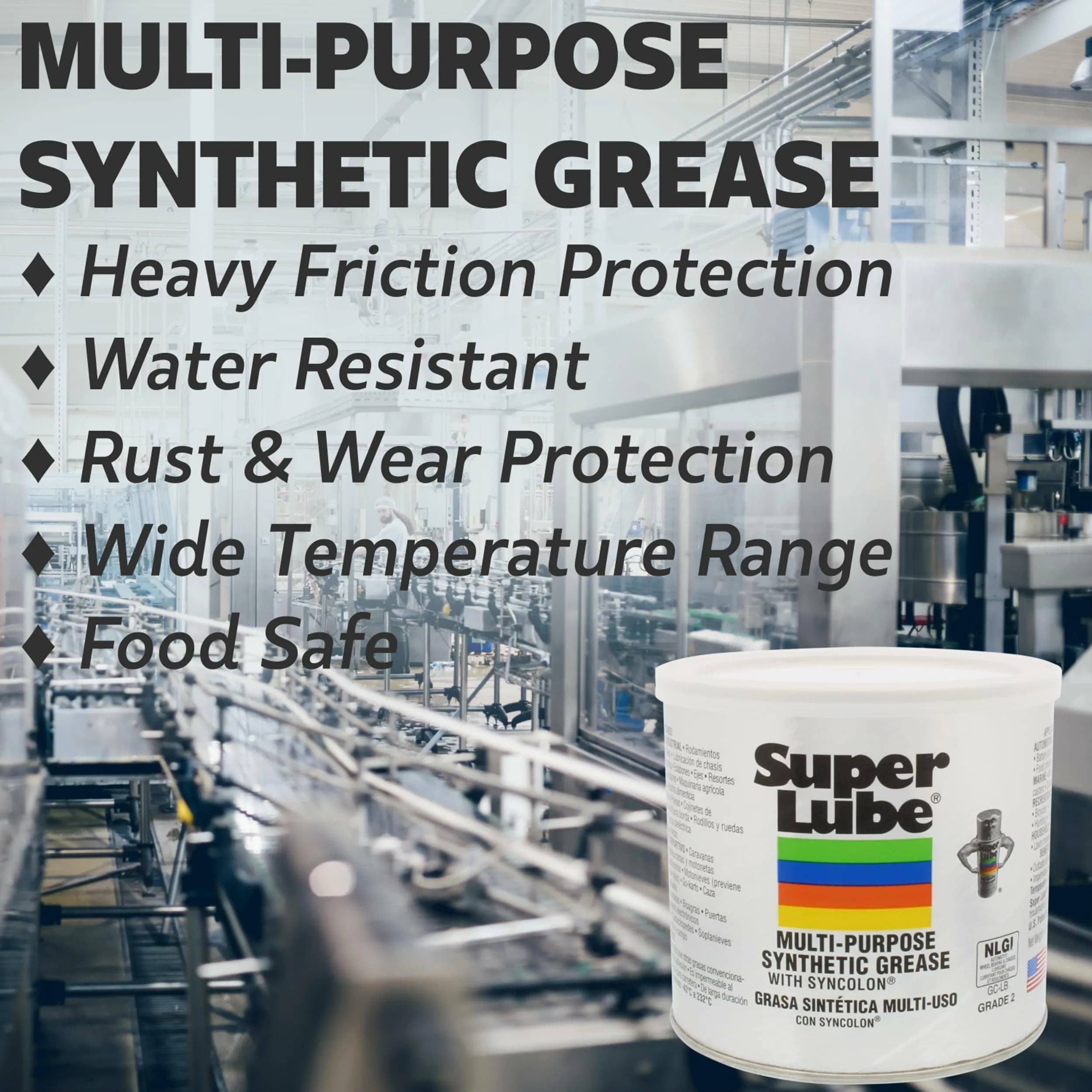 Super Lube Multi-Purpose Synthetic Grease 88.7 ml (3 oz Cartridge) | NSF Certified Food Grade Lubricant for Industrial & Home Use - view 2