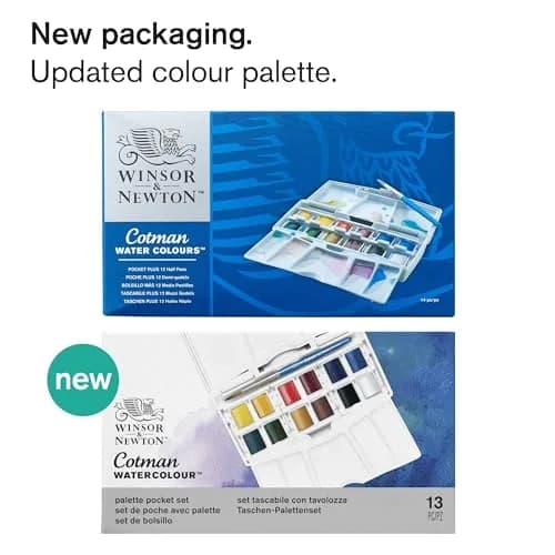 Winsor & Newton Cotman Watercolor Paint Set, Palette Pocket Set, 12 Half Pans with Brush | Artist Grade Watercolors thumbnail 2