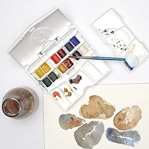 Winsor & Newton Cotman Watercolor Paint Set, Palette Pocket Set, 12 Half Pans with Brush | Artist Grade Watercolors thumbnail 3