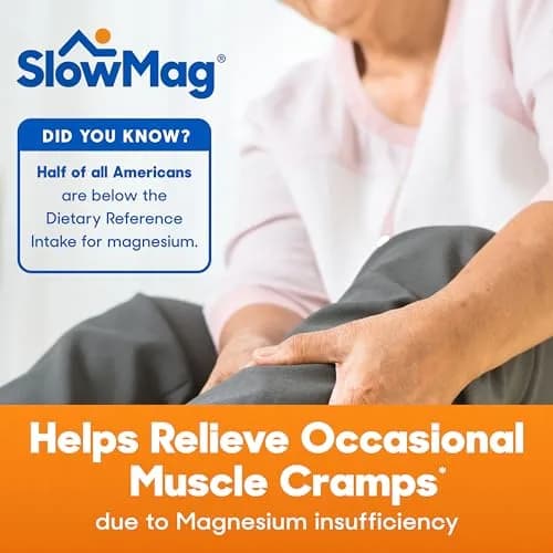 SlowMag Muscle + Heart Magnesium Chloride with Calcium Supplement to Support Muscle Relaxation, Occasional Muscle Cramping & Heart Health, High Absorption, 60 Count thumbnail 4