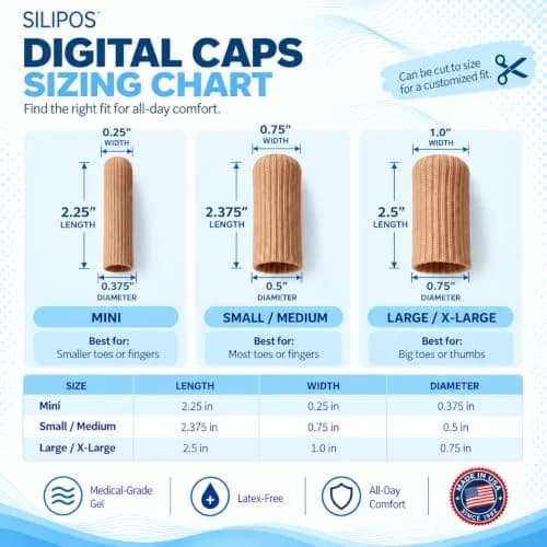 Silipos Digital Cap Gel Toe Cap for Corns & Ingrown Nails 8 Pack | Reusable Toe Protection for Sore & Injured Toes thumbnail 9