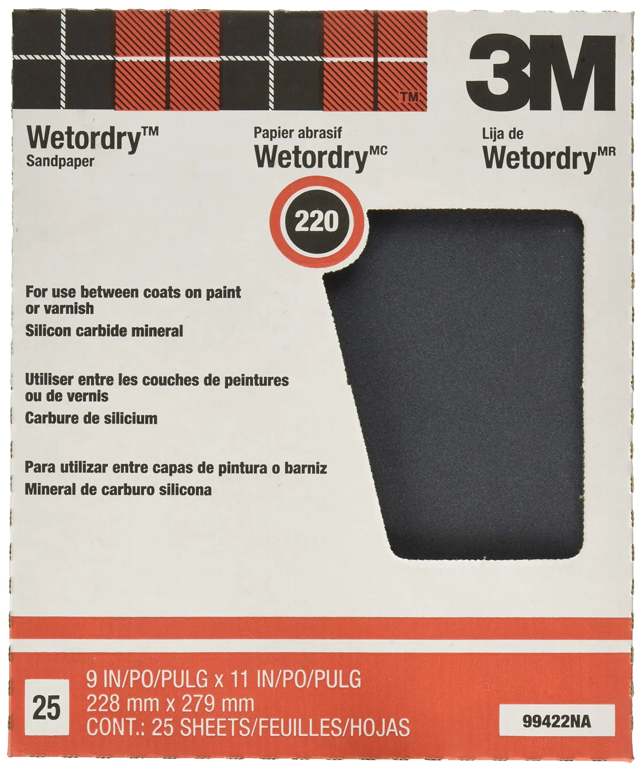 3M Pro-Pak Wetordry Sanding Sheets, 9 in. x 11 in., 200A Grit, 25 sheets | Silicon Carbide, Waterproof Finish