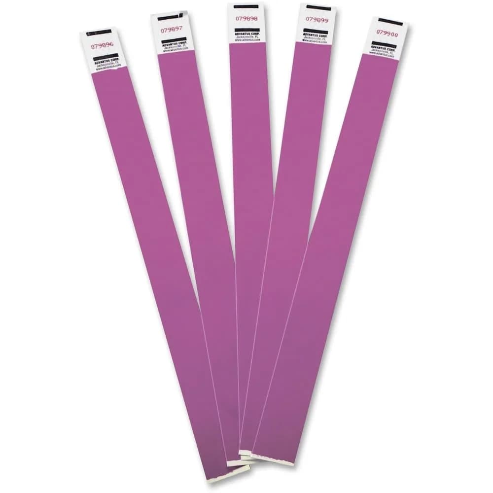 Advantus Tyvek Numbered Wristbands Purple 100-Pack | Sequential Admission Control - main product image
