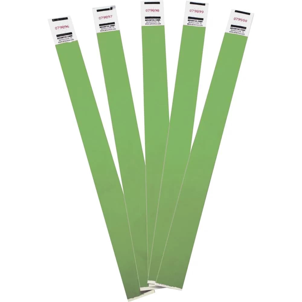 Advantus Tyvek Wristbands Green 100 Pack | Sequentially Numbered for Crowd Control - main product image