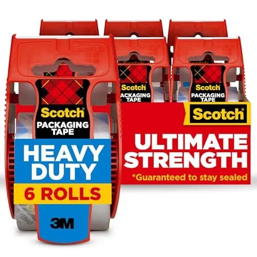 Scotch Heavy Duty Shipping Packing Tape 1.88 in. x 22.2 yd. (6 Rolls) | Industrial-Strength Adhesive for Secure Box Sealing thumbnail 1