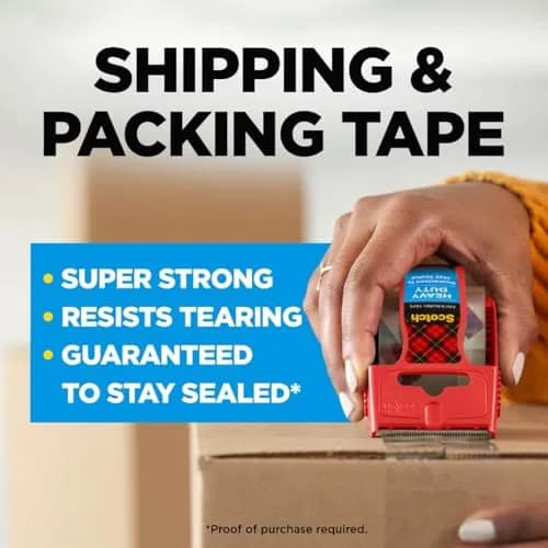 Scotch Heavy Duty Shipping Packing Tape 1.88 in. x 22.2 yd. (6 Rolls) | Industrial-Strength Adhesive for Secure Box Sealing thumbnail 2