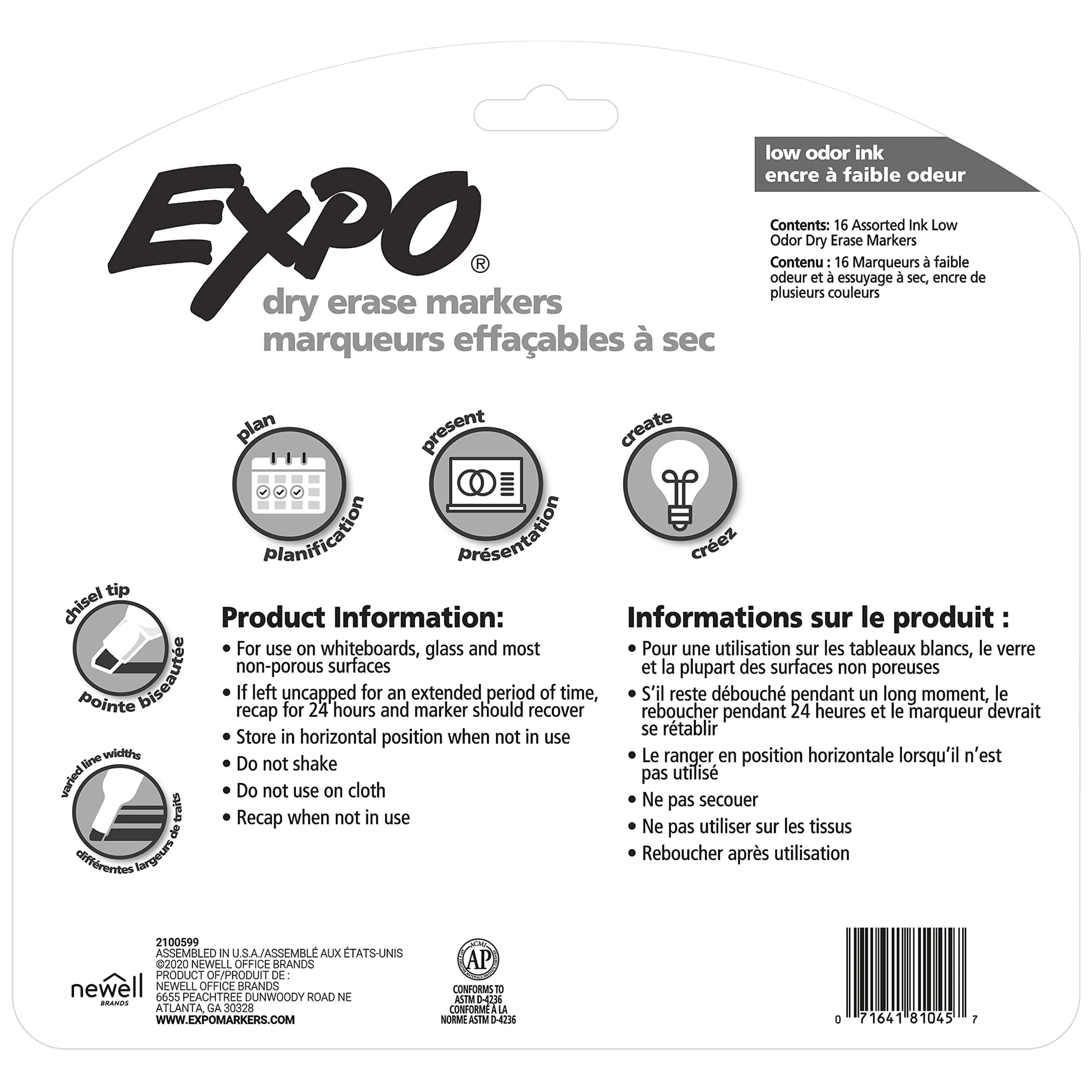 EXPO Dry Erase Markers, Low Odor Ink, Assorted Colors, Chisel Tip, 16 Count | Vibrant Ink for Whiteboards - view 9