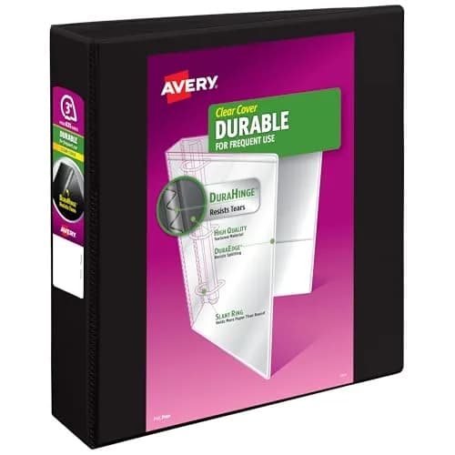 Avery Durable View 3 Ring Binder, 3" Slant Rings, 635 Sheets, 1 Black Binder | Tear-Resistant Polypropylene for School & Office thumbnail 1