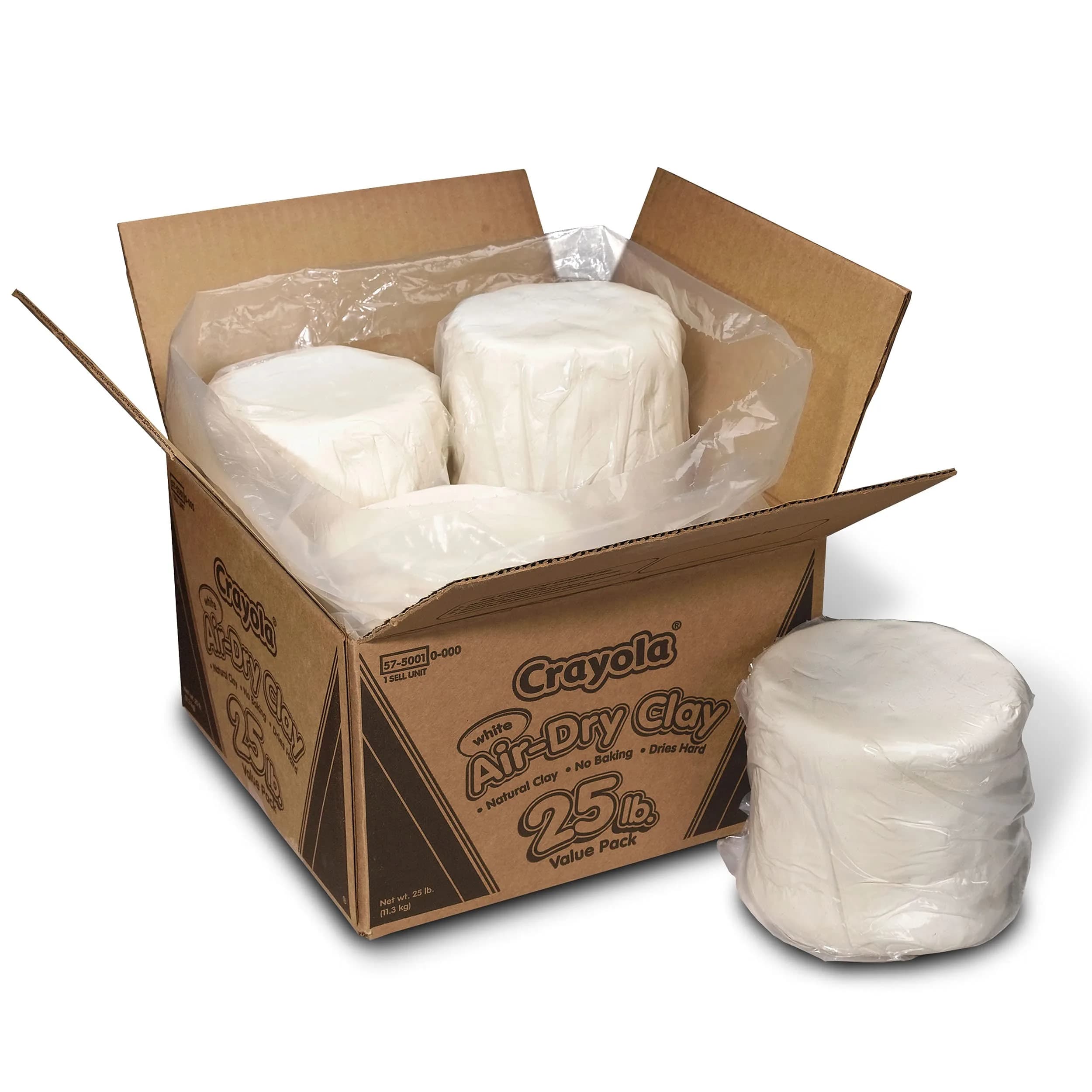 Crayola Air Dry Clay for Kids (5 lb / 2.27 kg), Reusable Bucket of Terra Cotta Clay for Sculpting | Non-Toxic Arts and Crafts Supplies — White / 25lb