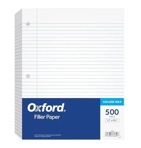 Oxford Loose Leaf Paper, 500 Sheets | College Rule Filler Notebook Paper, 8-1/2" x 11", 3-Hole Punched (62349) thumbnail 1